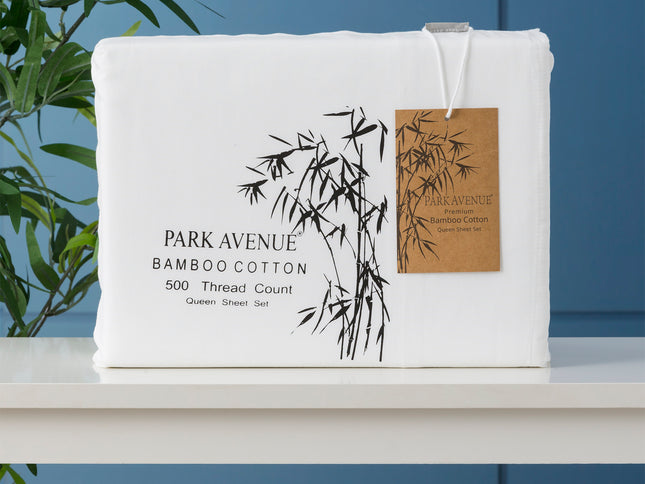 500 TC Bamboo Cotton White Split Queen Sheet Set by Park Avenue