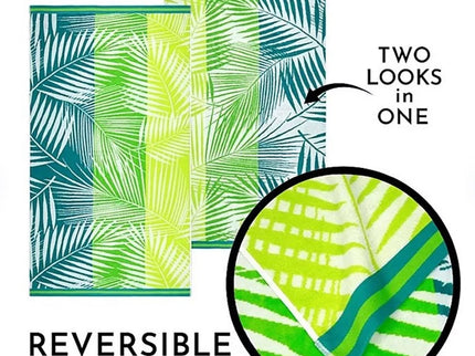 Renee Taylor 2 Pack Jacquard Velour Large Beach Towel 100 x 180 cms Palm Leaf