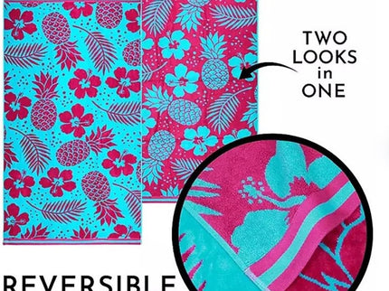 Renee Taylor 2 Pack Jacquard Velour Large Beach Towel 100 x 180 cms Tropicalia