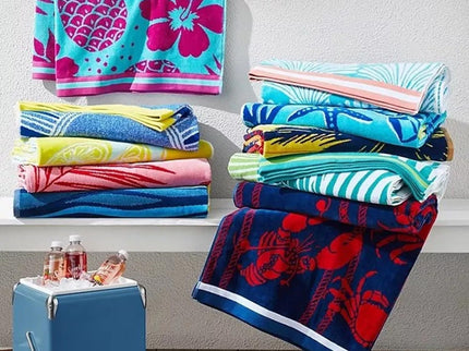 Renee Taylor 2 Pack Jacquard Velour Large Beach Towel 100 x 180 cms Shell