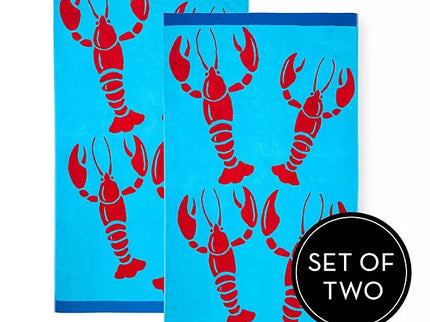 Renee Taylor 2 Pack Jacquard Velour Large Beach Towel 100 x 180 cms Cray Fish