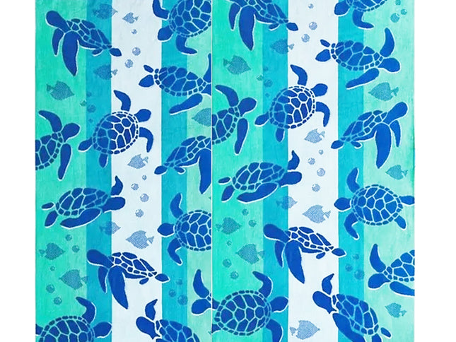 Renee Taylor 2 Pack Jacquard Velour Kids Beach Towel 75 x 150 cms Sealife Turtles