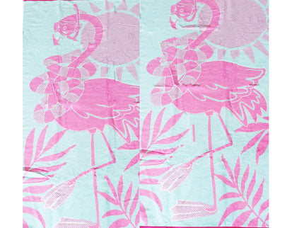 Renee Taylor 2 Pack Jacquard Velour Kids Beach Towel 75 x 150 cms Tropical Flamingo