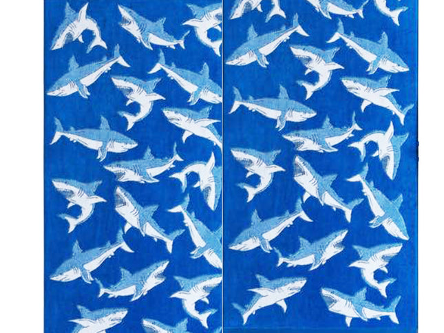 Renee Taylor 2 Pack Jacquard Velour Kids Beach Towel 75 x 150 cms Shark