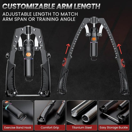 Twister Arm Trainer, 3 in 1 Hydraulic Power Chest Workout Equipment with Ab Roller Wheels and Hooks, Adjustable 22-440lbs Arm Trainer for Men Women, Home Gym Equipment for Full Body Strength Training