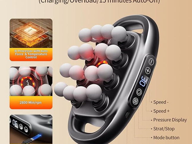 16-Head Massage Gun Set, Deep Tissue Percussion Massager with 3 Modes & 30 Intensities,Quiet Muscle Massage Gun for Back,Shoulders, Legs, Foot, Body Muscle Pain Relief Christmas gifts