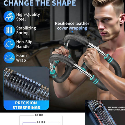 Twister Arm Trainer for Men & Women，60-110lb Adjustable Arm & Chest Workout Equipment，Portable Home Gym Strength Training Machine for Full-Body Toning & Muscle Building