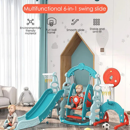 Kids Slide Swing Set Outdoor Toys Playground Activity Basketball Hoop