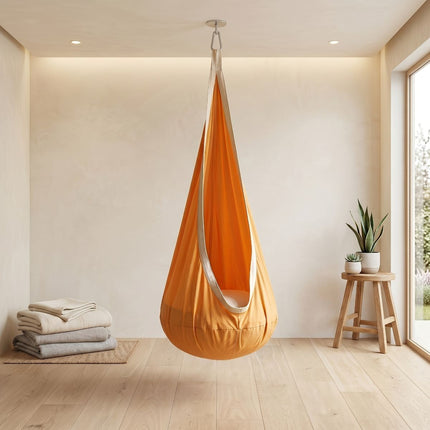 hanging hammock chair, indoor hammock chair, outdoor hammock chair, inflatable pillow, pocket, relaxation, playtime, Christmas gift, Halloween gift, lounge chair - Blue - Size 160-70cm