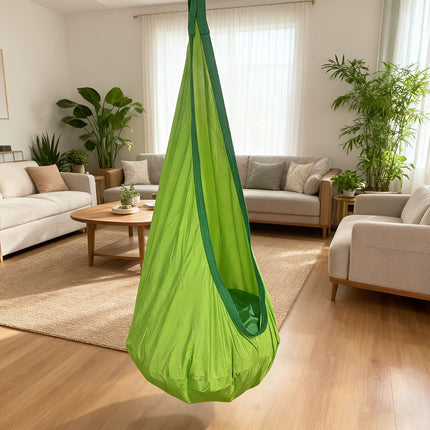 hanging hammock chair, indoor hammock chair, outdoor hammock chair, inflatable pillow, pocket, relaxation, playtime, Christmas gift, Halloween gift, lounge chair - Yellow - Size 160-70cm