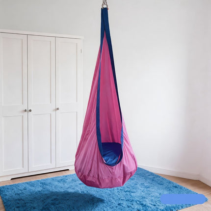 hanging hammock chair, indoor hammock chair, outdoor hammock chair, inflatable pillow, pocket, relaxation, playtime, Christmas gift, Halloween gift, lounge chair - Yellow - Size 160-70cm