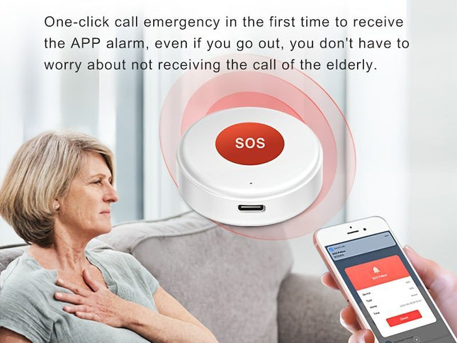 elderly emergency button, SOS medical alarm, wireless emergency system, remote notification, one-click call, senior safety device, care alert button, fall detection alternative, GPS medical alert, personal emergency response system - White - Size 2PCS