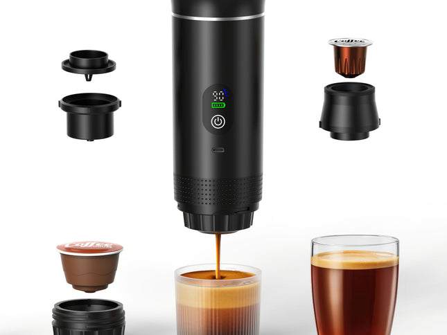 BALCK Upgraded Portable Coffee Maker with Temperature and Power Display, USB-C Charging, Self-Heating & Cold Brew Functions, Compatible with Coffee Capsules/Ground Coffee. Perfect Espresso Machine for Home, Office,