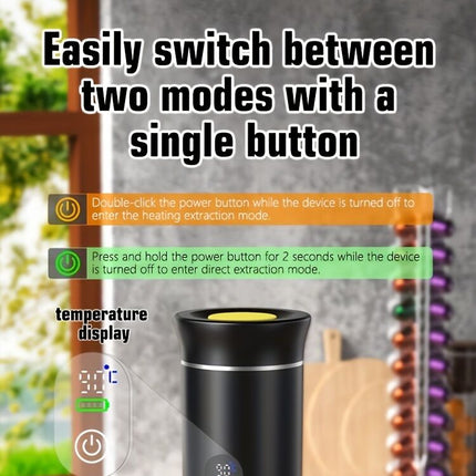 BALCK Upgraded Portable Coffee Maker with Temperature and Power Display, USB-C Charging, Self-Heating & Cold Brew Functions, Compatible with Coffee Capsules/Ground Coffee. Perfect Espresso Machine for Home, Office,