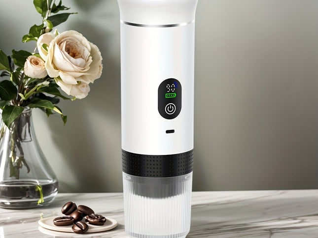 Upgraded Portable Coffee Maker with Temperature and Power Display, USB-C Charging, Self-Heating & Cold Brew Functions, Compatible with Coffee Capsules/Ground Coffee. Perfect Espresso Machine for Home, Office, Travel, RV, (white)