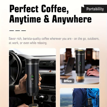 Upgraded Portable Coffee Maker with Temperature and Power Display, USB-C Charging, Self-Heating & Cold Brew Functions, Compatible with Coffee Capsules/Ground Coffee. Perfect Espresso Machine for Home, Office, Travel, RV, (white)
