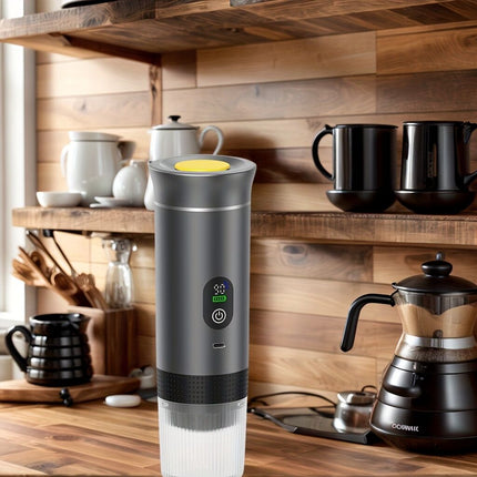 (grey )Upgraded Portable Coffee Maker with Temperature and Power Display, USB-C Charging, Self-Heating & Cold Brew Functions, Compatible with Coffee Capsules/Ground Coffee. Perfect Espresso Machine for Home, Office, Travel, RV, and Camping. Ideal for Offi