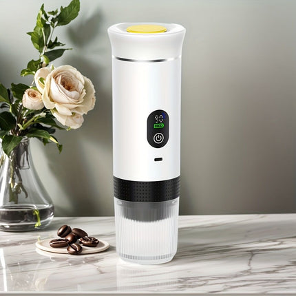 (grey )Upgraded Portable Coffee Maker with Temperature and Power Display, USB-C Charging, Self-Heating & Cold Brew Functions, Compatible with Coffee Capsules/Ground Coffee. Perfect Espresso Machine for Home, Office, Travel, RV, and Camping. Ideal for Offi