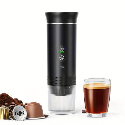 (grey )Upgraded Portable Coffee Maker with Temperature and Power Display, USB-C Charging, Self-Heating & Cold Brew Functions, Compatible with Coffee Capsules/Ground Coffee. Perfect Espresso Machine for Home, Office, Travel, RV, and Camping. Ideal for Offi
