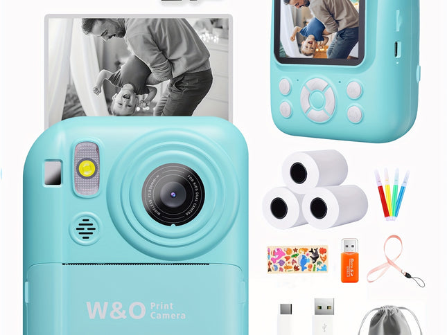 Instant-Fun Camera: HD Photos, Filter Effects, Time-lapse Selfies, Built-in Games & Music, All-in-One Fun with Type-C Fast Charging.(BLUE)