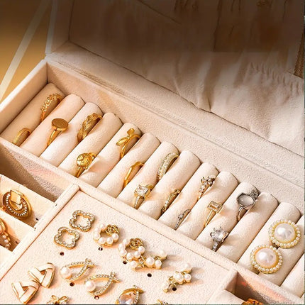 Black  High-end Jewelry Storage Box for Necklaces, Earrings, Ear Studs, Bracelets, Rings, Exquisite Accessories, Gold, and Jewelry – Large Capacity, Ideal as a Gift for Mother’s Day, Father’s Day, Teacher’s Day, Halloween, Thanksgiving, and Christmas.