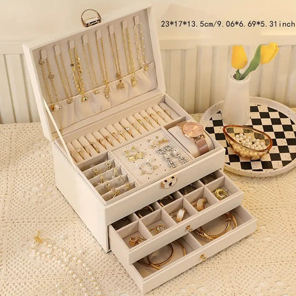 Black  High-end Jewelry Storage Box for Necklaces, Earrings, Ear Studs, Bracelets, Rings, Exquisite Accessories, Gold, and Jewelry – Large Capacity, Ideal as a Gift for Mother’s Day, Father’s Day, Teacher’s Day, Halloween, Thanksgiving, and Christmas.