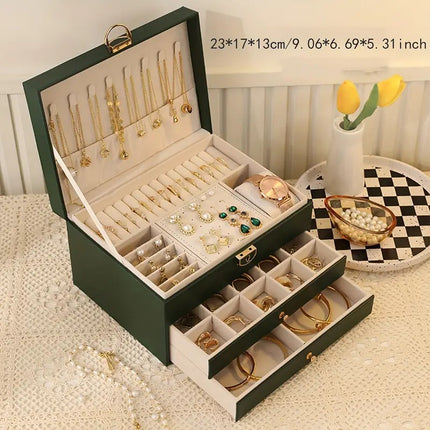 White High-end Jewelry Storage Box for Necklaces, Earrings, Ear Studs, Bracelets, Rings, Exquisite Accessories, Gold, and Jewelry – Large Capacity, Ideal as a Gift for Mother’s Day, Father’s Day, Teacher’s Day, Halloween, Thanksgiving, and Christmas.