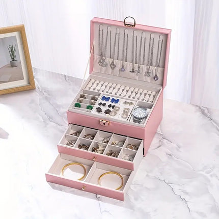 White High-end Jewelry Storage Box for Necklaces, Earrings, Ear Studs, Bracelets, Rings, Exquisite Accessories, Gold, and Jewelry – Large Capacity, Ideal as a Gift for Mother’s Day, Father’s Day, Teacher’s Day, Halloween, Thanksgiving, and Christmas.