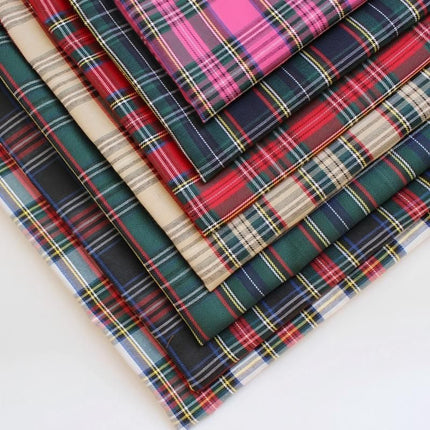 polyester woven fabric, plaid fabric, Christmas red green fabric, twill fabric, jacquard check fabric, fabric for bags, fabric for shoes, fabric for hats, fabric for pet decorations, festive fabric, holiday craft fabric, DIY fabric Australia - Green - Siz