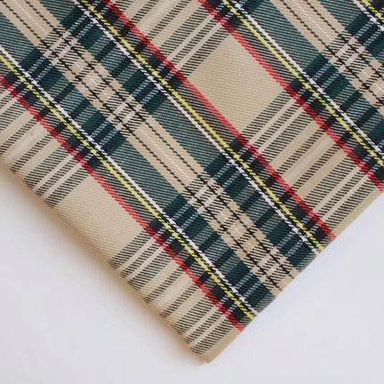 polyester woven fabric, plaid fabric, Christmas red green fabric, twill fabric, jacquard check fabric, fabric for bags, fabric for shoes, fabric for hats, fabric for pet decorations, festive fabric, holiday craft fabric, DIY fabric Australia - Khaki - Siz