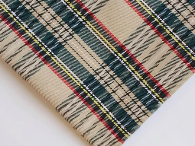polyester woven fabric, plaid fabric, Christmas red green fabric, twill fabric, jacquard check fabric, fabric for bags, fabric for shoes, fabric for hats, fabric for pet decorations, festive fabric, holiday craft fabric, DIY fabric Australia - Khaki - Siz