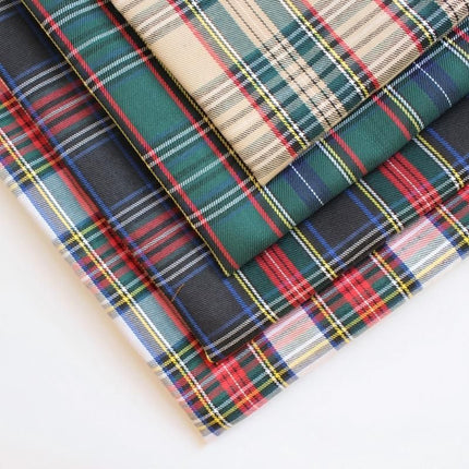 polyester woven fabric, plaid fabric, Christmas red green fabric, twill fabric, jacquard check fabric, fabric for bags, fabric for shoes, fabric for hats, fabric for pet decorations, festive fabric, holiday craft fabric, DIY fabric Australia - Khaki - Siz