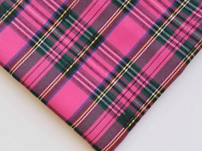 polyester woven fabric, plaid fabric, Christmas red green fabric, twill fabric, jacquard check fabric, fabric for bags, fabric for shoes, fabric for hats, fabric for pet decorations, festive fabric, holiday craft fabric, DIY fabric Australia - Pink - Size