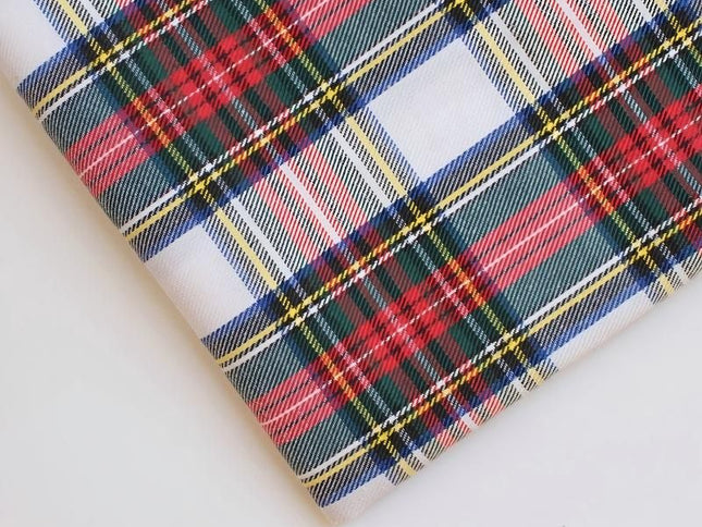 polyester woven fabric, plaid fabric, Christmas red green fabric, twill fabric, jacquard check fabric, fabric for bags, fabric for shoes, fabric for hats, fabric for pet decorations, festive fabric, holiday craft fabric, DIY fabric Australia - White - Siz