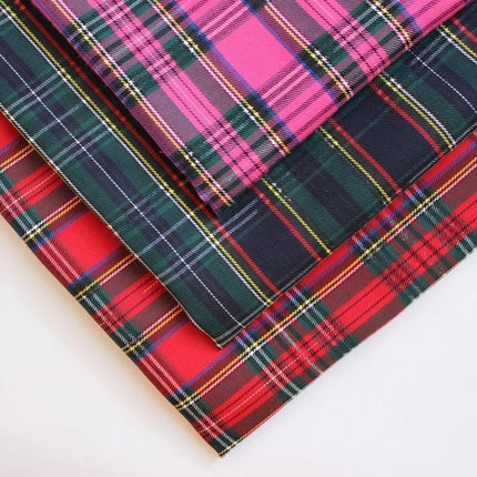polyester woven fabric, plaid fabric, Christmas red green fabric, twill fabric, jacquard check fabric, fabric for bags, fabric for shoes, fabric for hats, fabric for pet decorations, festive fabric, holiday craft fabric, DIY fabric Australia - White - Siz