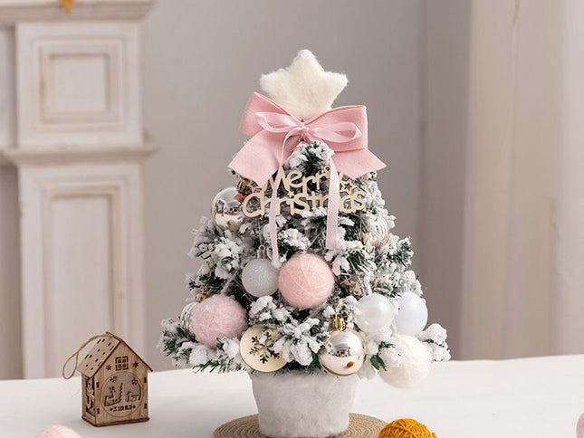 Mini Flocked Pink Christmas Tree Set ‚Äì Size 2