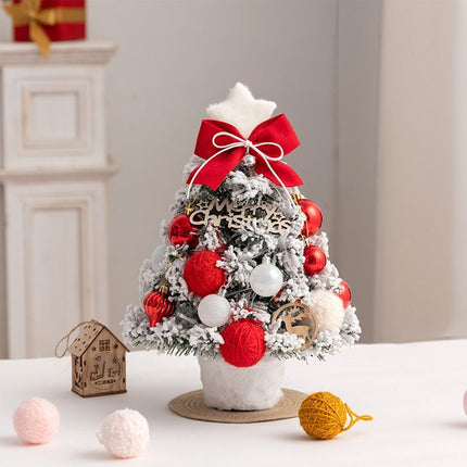 mini desktop Christmas tree, flocked pink Christmas tree, Christmas tree set, Christmas decorations, DIY Christmas tree, Christmas gift, office Christmas decor, festive tabletop tree - Christmas - Size 2