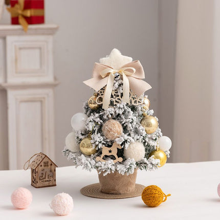 mini desktop Christmas tree, flocked pink Christmas tree, Christmas tree set, Christmas decorations, DIY Christmas tree, Christmas gift, office Christmas decor, festive tabletop tree - Christmas - Size 3