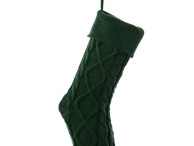 Knitted Wool Christmas Stockings, Diamond Pattern ‚Äì Green, 2PCS