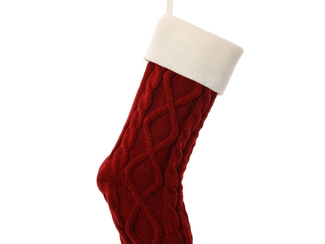 Knitted Wool Christmas Stockings, Diamond Pattern ‚Äì red and white, 2PCS