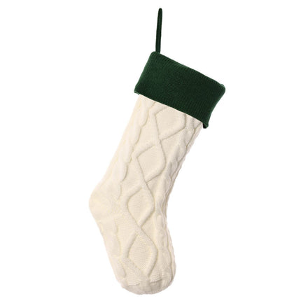 Christmas stocking, knitted stocking, diamond pattern stocking, wool Christmas stocking, festive decorations, holiday stockings, fireplace stocking, Aussie Christmas decor, Christmas gift idea - White - Size 2PCS