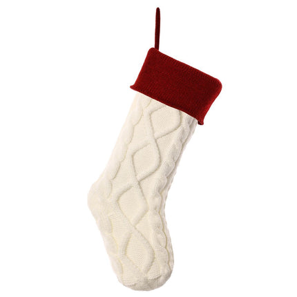 Christmas stocking, knitted stocking, diamond pattern stocking, wool Christmas stocking, festive decorations, holiday stockings, fireplace stocking, Aussie Christmas decor, Christmas gift idea - White - Size 2PCS