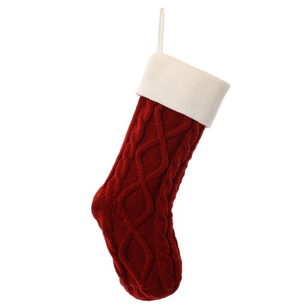 Christmas stocking, knitted stocking, diamond pattern stocking, wool Christmas stocking, festive decorations, holiday stockings, fireplace stocking, Aussie Christmas decor, Christmas gift idea - White - Size 2PCS