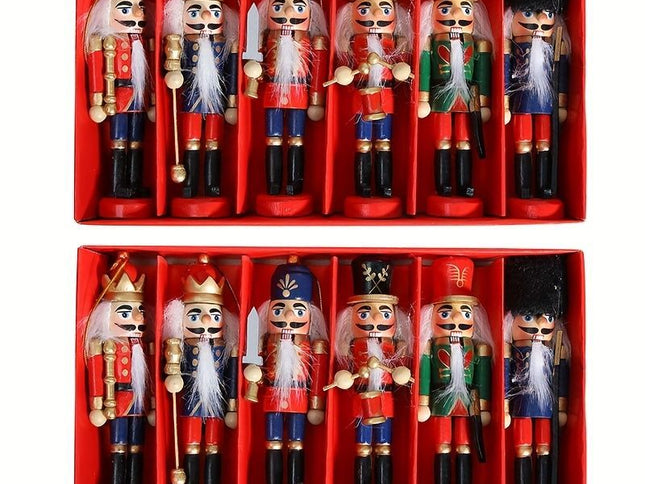 Hand-Painted Christmas Nutcracker Soldier Figurine Set ‚Äì Red, 12pcs