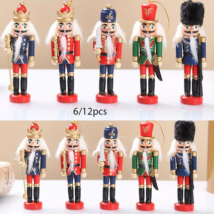 Nutcracker Soldier Figurine Set, Christmas Decorations, Birthday Gift, Hand-painted Nutcrackers, Holiday Decor, Australian Christmas Decor, Kids Gift, Figurine Collection, Festive Home Decor - Red - Size 12pcs