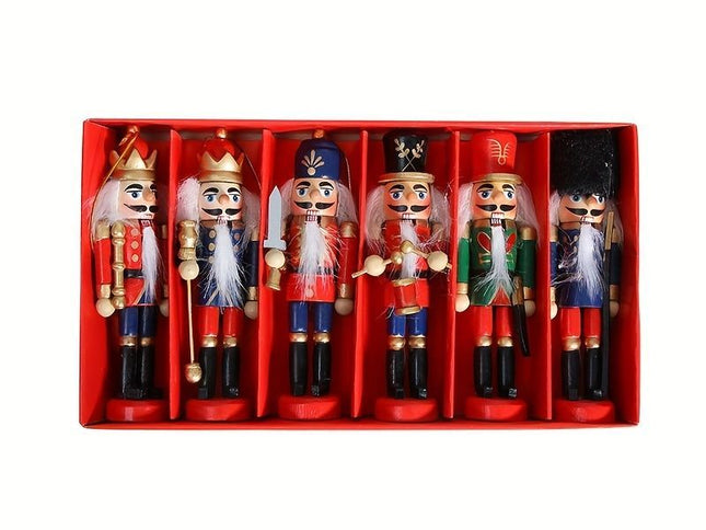 Hand-Painted Christmas Nutcracker Soldier Figurine Set ‚Äì Red, 6pcs