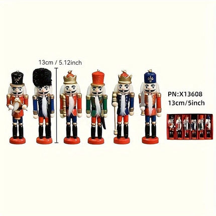 Nutcracker Soldier Figurine Set, Christmas Decorations, Birthday Gift, Hand-painted Nutcrackers, Holiday Decor, Australian Christmas Decor, Kids Gift, Figurine Collection, Festive Home Decor - Red - Size 6pcs