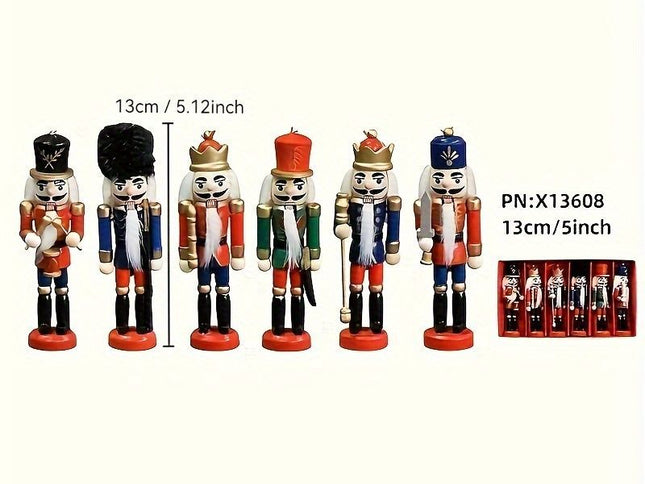 Hand-Painted Christmas Nutcracker Soldier Figurine Set ‚Äì Red, 6pcs