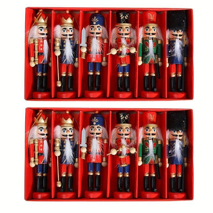 Nutcracker Soldier Figurine Set, Christmas Decorations, Birthday Gift, Hand-painted Nutcrackers, Holiday Decor, Australian Christmas Decor, Kids Gift, Figurine Collection, Festive Home Decor - Red - Size 6pcs