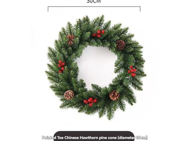 Artificial Christmas Wreath with Red Berries & Pine Cones ‚Äì Red, 30cm